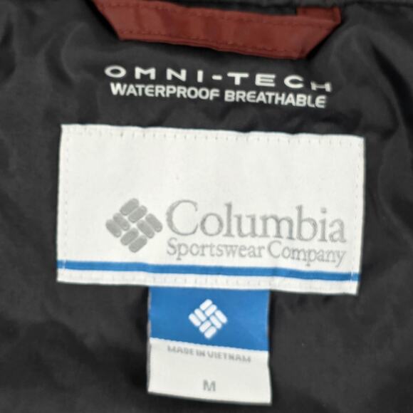 Columbia Jacket Mens Medium Burgundy Gray Omni-Tech Waterproof Hooded Breathable - Picture 15 of 16